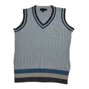 Brooks Brothers Cabled V Neck Sweater Vest with Sparkle Trim. Light Blue. XS. Pr